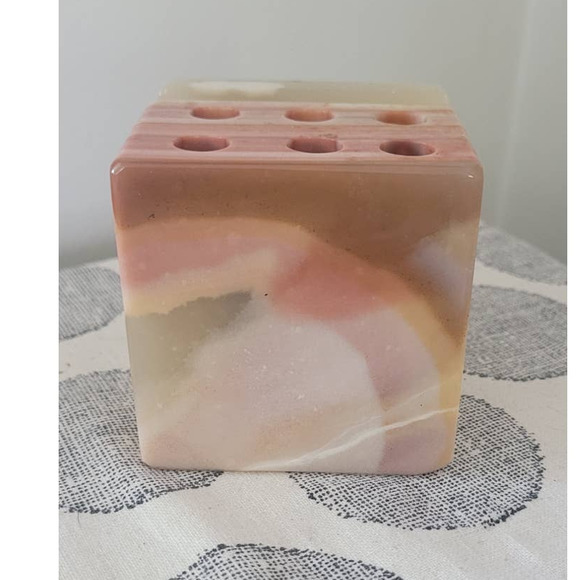 None Other - Marble Pen and Business Card Holder Desk Accessory